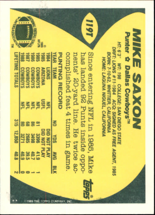 1989 Topps Traded Football Cards #1T to #132T Rookies and Veterans - Picture 225 of 251