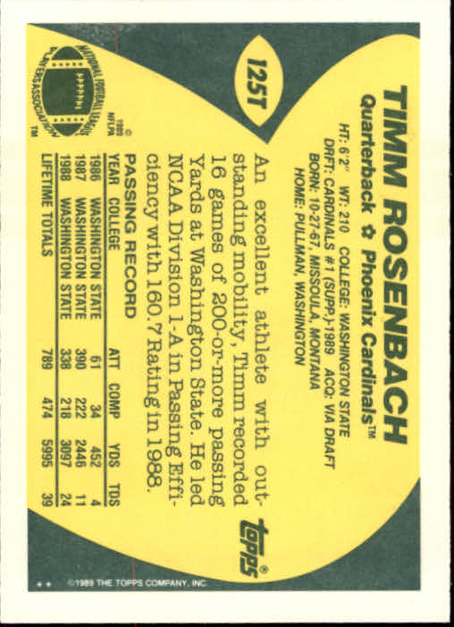 1989 Topps Traded Football Cards #1T to #132T Rookies and Veterans - Picture 237 of 251
