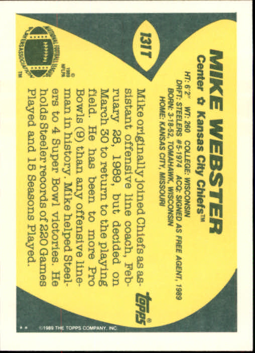 1989 Topps Traded Football Cards #1T to #132T Rookies and Veterans - Picture 249 of 251