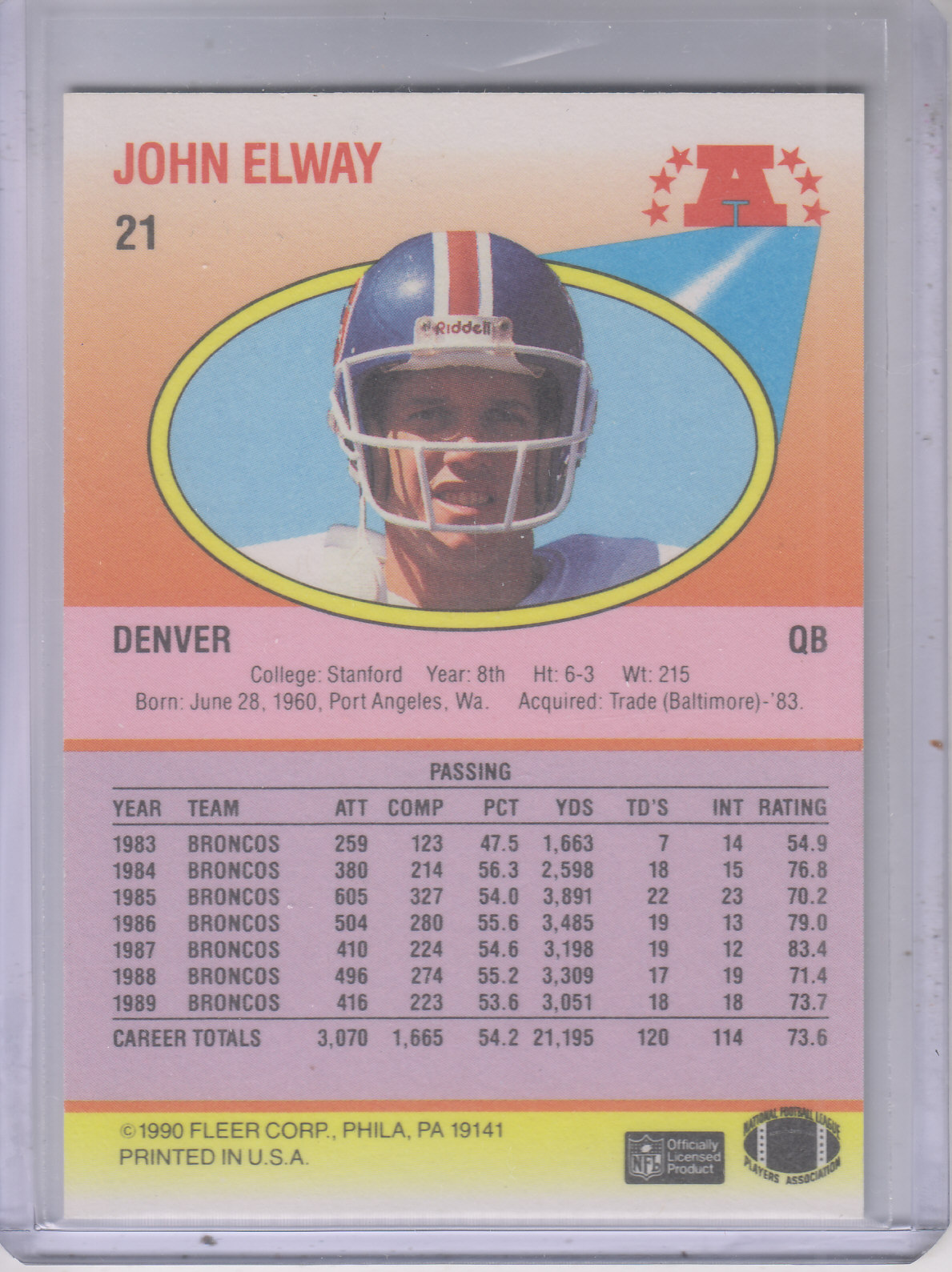 1990 Fleer Football "Main Set" Cards #1 to #200 Rookies and Veterans - Bild 39 von 391