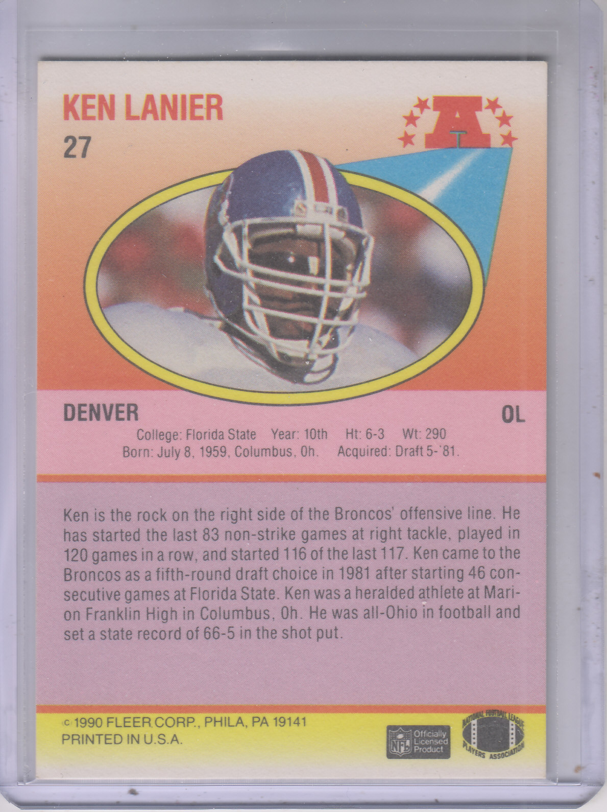 1990 Fleer Football "Main Set" Cards #1 to #200 Rookies and Veterans - Bild 50 von 391