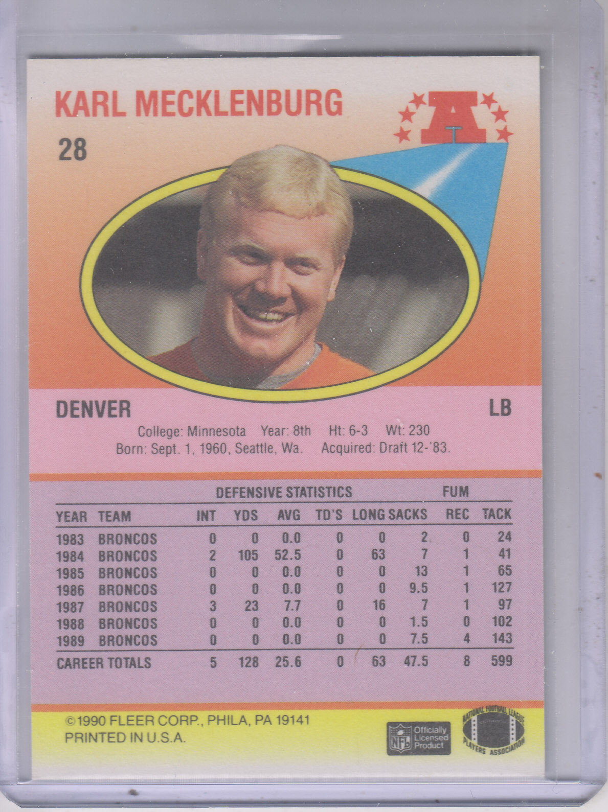 1990 Fleer Football "Main Set" Cards #1 to #200 Rookies and Veterans - Bild 52 von 391