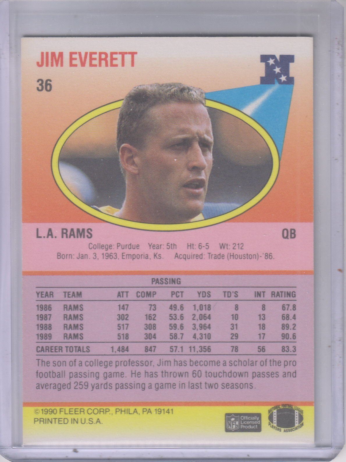 1990 Fleer Football "Main Set" Cards #1 to #200 Rookies and Veterans - Bild 67 von 391