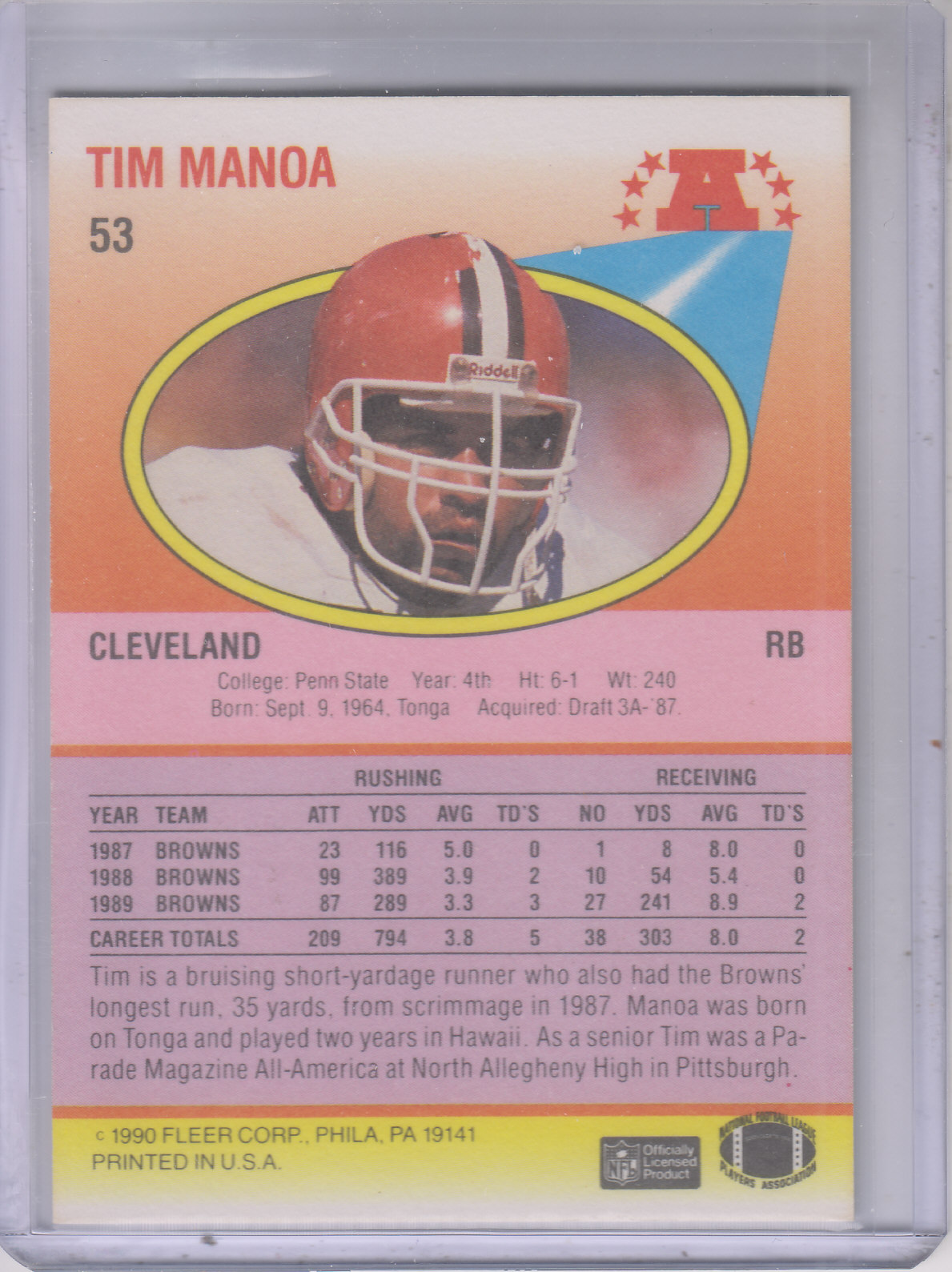 1990 Fleer Football "Main Set" Cards #1 to #200 Rookies and Veterans - Bild 97 von 391
