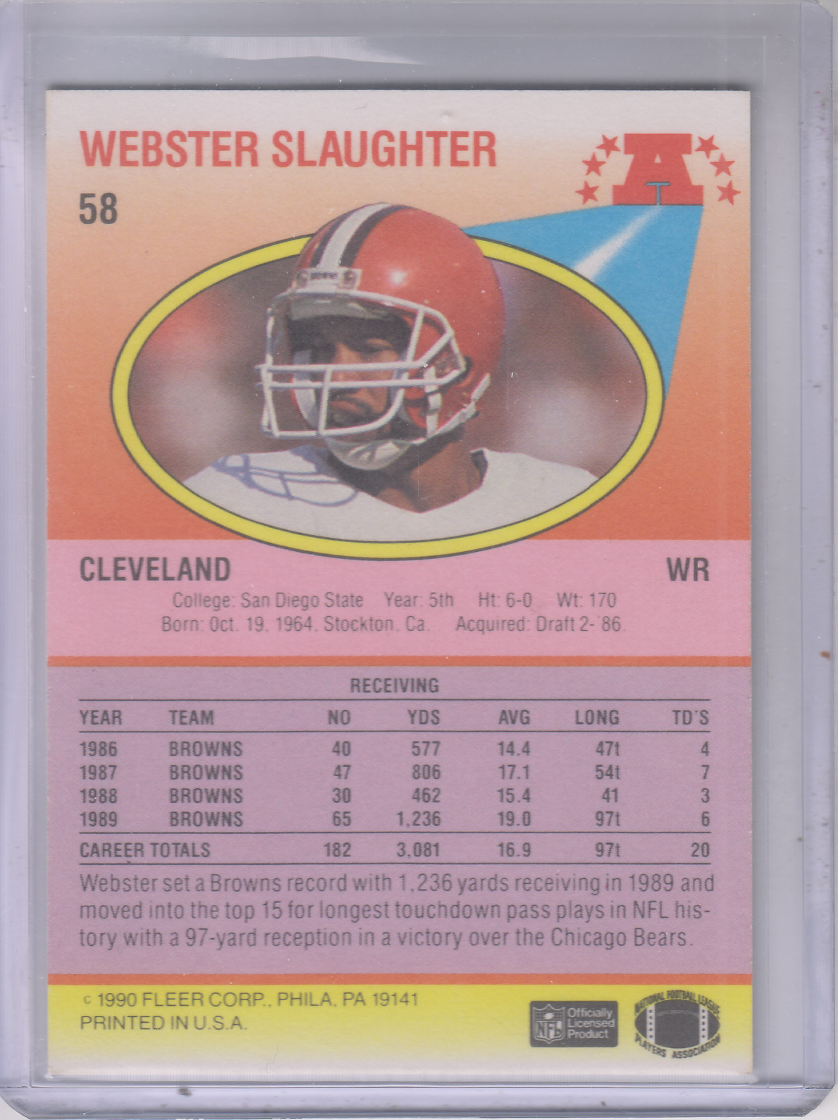 1990 Fleer Football "Main Set" Cards #1 to #200 Rookies and Veterans - Bild 107 von 391