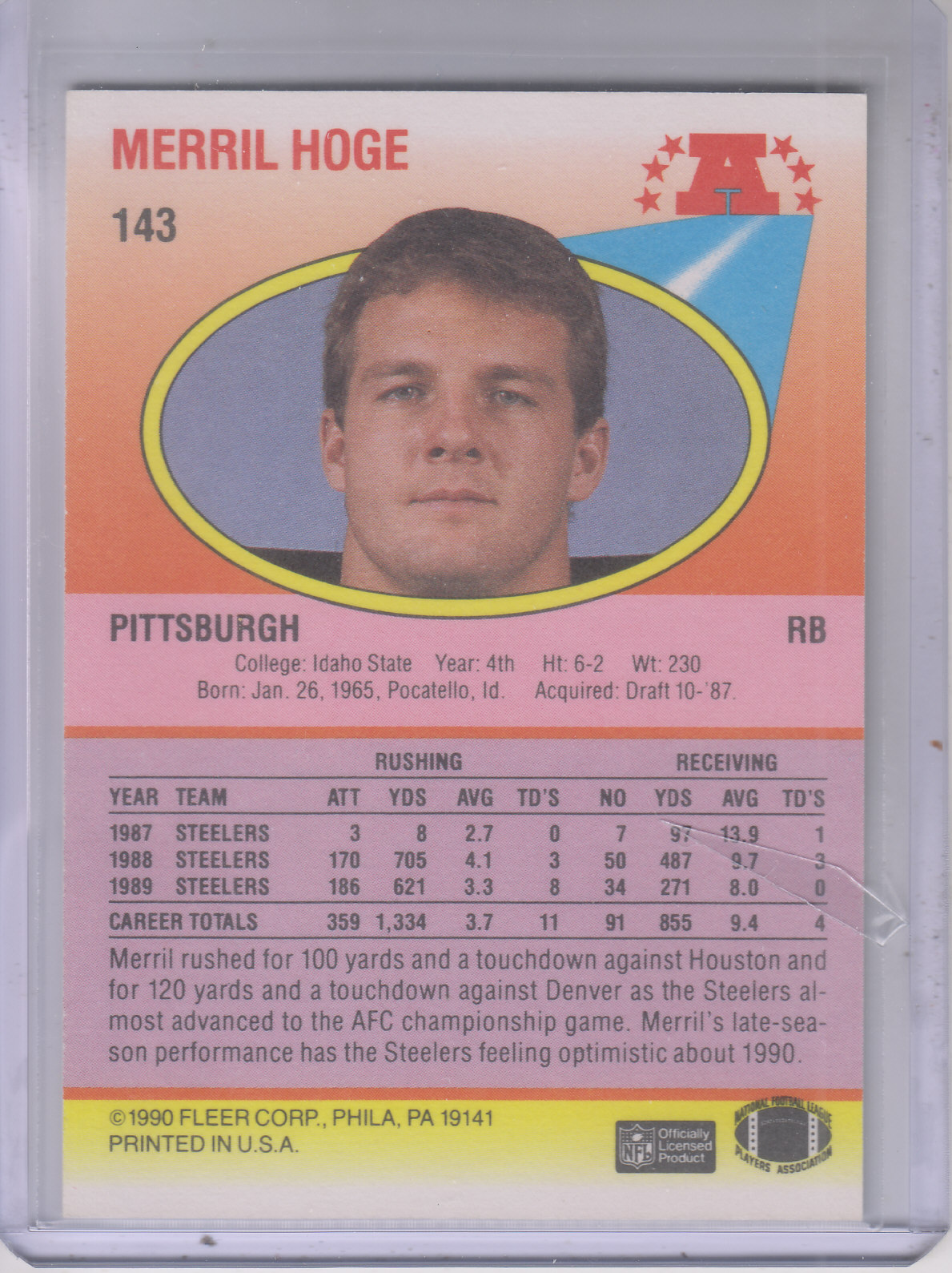 1990 Fleer Football "Main Set" Cards #1 to #200 Rookies and Veterans - Bild 280 von 391