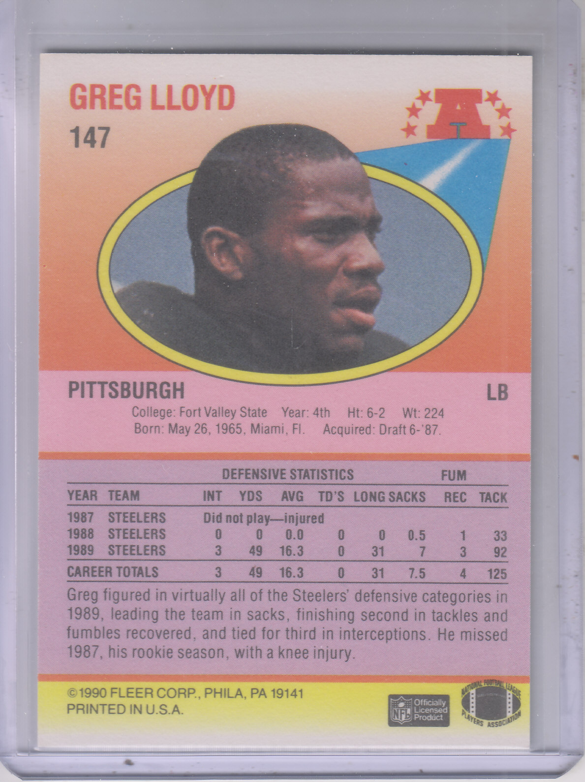 1990 Fleer Football "Main Set" Cards #1 to #200 Rookies and Veterans - Bild 288 von 391
