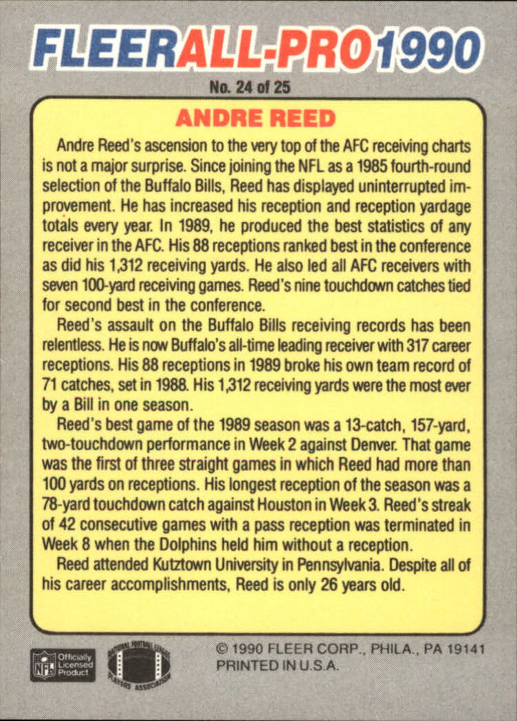 1990 Fleer Football "All-Pros" Insert Cards - Picture 49 of 51