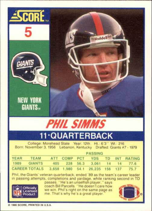 1990 Score Football "Main Set" Cards #1 to #220 Rookies and Veterans - Picture 11 of 441