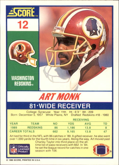 1990 Score Football "Main Set" Cards #1 to #220 Rookies and Veterans - Picture 25 of 441