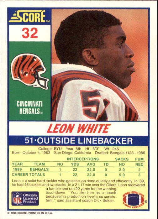 1990 Score Football "Main Set" Cards #1 to #220 Rookies and Veterans - Picture 65 of 441