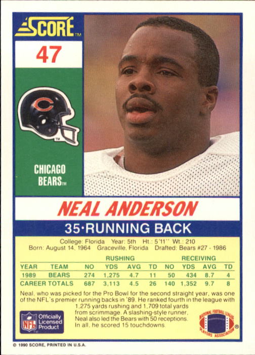 1990 Score Football "Main Set" Cards #1 to #220 Rookies and Veterans - Picture 95 of 441