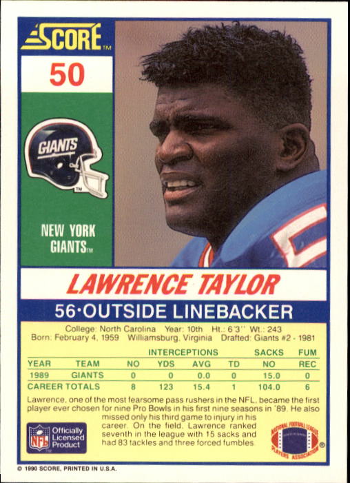 1990 Score Football "Main Set" Cards #1 to #220 Rookies and Veterans - Picture 101 of 441