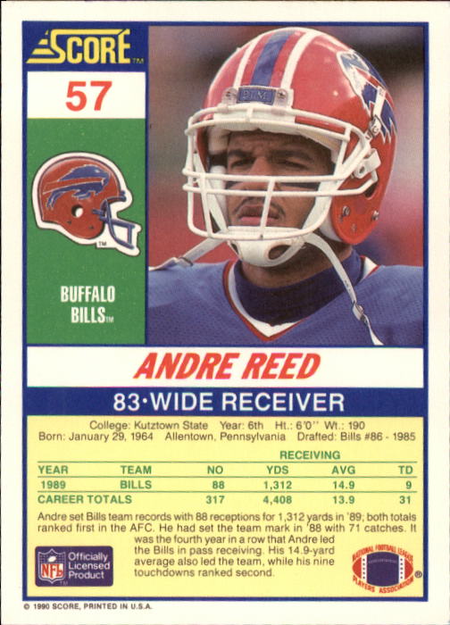 1990 Score Football "Main Set" Cards #1 to #220 Rookies and Veterans - Picture 115 of 441