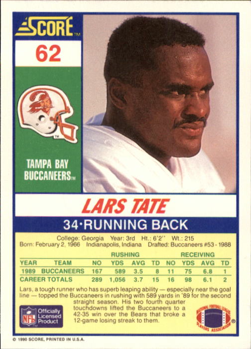 1990 Score Football "Main Set" Cards #1 to #220 Rookies and Veterans - Picture 125 of 441