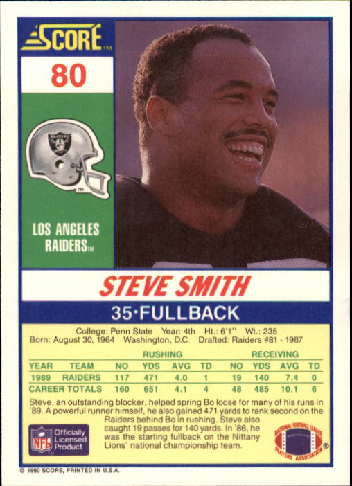 1990 Score Football "Main Set" Cards #1 to #220 Rookies and Veterans - Picture 161 of 441