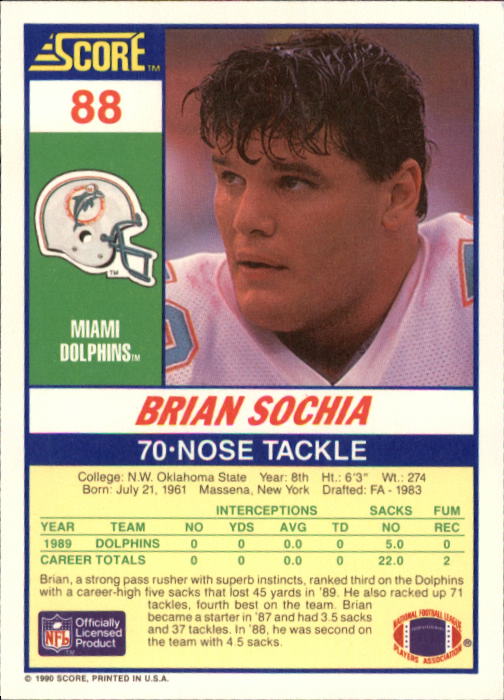 1990 Score Football "Main Set" Cards #1 to #220 Rookies and Veterans - Picture 177 of 441