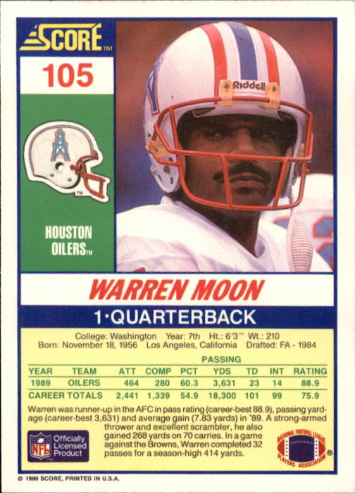 1990 Score Football "Main Set" Cards #1 to #220 Rookies and Veterans - Picture 209 of 441