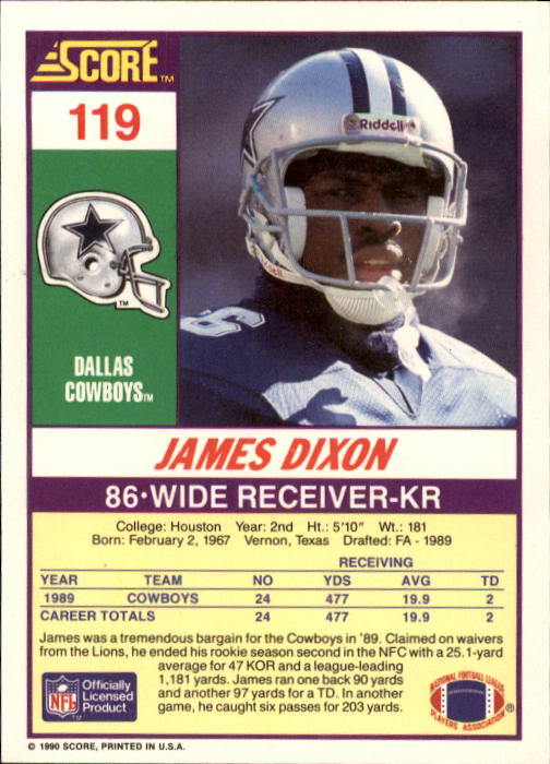 1990 Score Football "Main Set" Cards #1 to #220 Rookies and Veterans - Picture 237 of 441