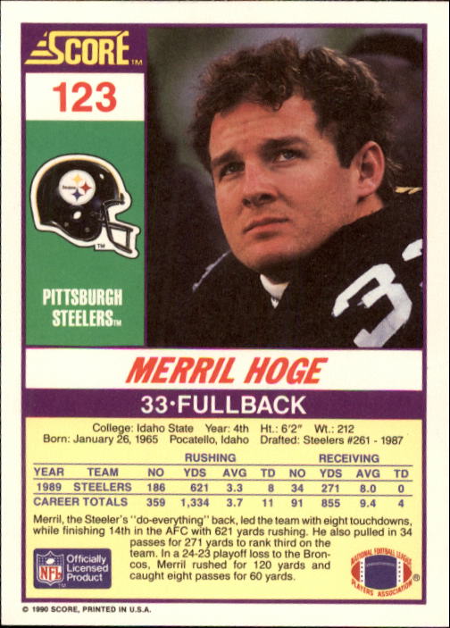 1990 Score Football "Main Set" Cards #1 to #220 Rookies and Veterans - Picture 245 of 441