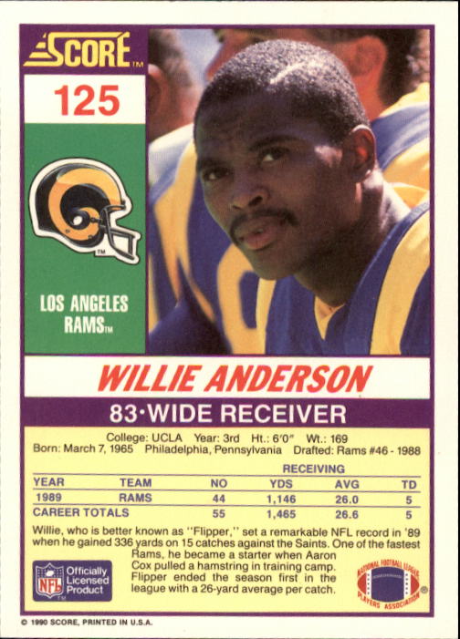 1990 Score Football "Main Set" Cards #1 to #220 Rookies and Veterans - Picture 249 of 441