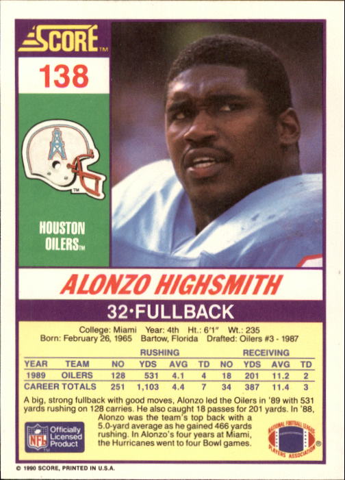 1990 Score Football "Main Set" Cards #1 to #220 Rookies and Veterans - Picture 275 of 441