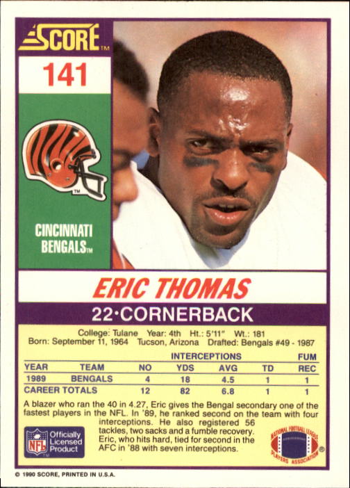 1990 Score Football "Main Set" Cards #1 to #220 Rookies and Veterans - Picture 281 of 441