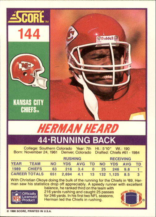 1990 Score Football "Main Set" Cards #1 to #220 Rookies and Veterans - Picture 287 of 441