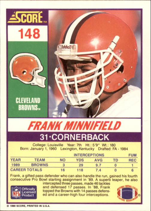 1990 Score Football "Main Set" Cards #1 to #220 Rookies and Veterans - Picture 295 of 441