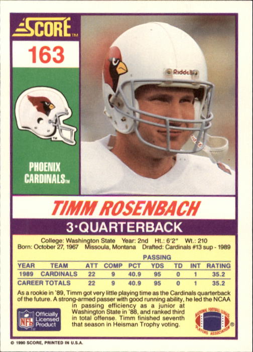 1990 Score Football "Main Set" Cards #1 to #220 Rookies and Veterans - Picture 325 of 441