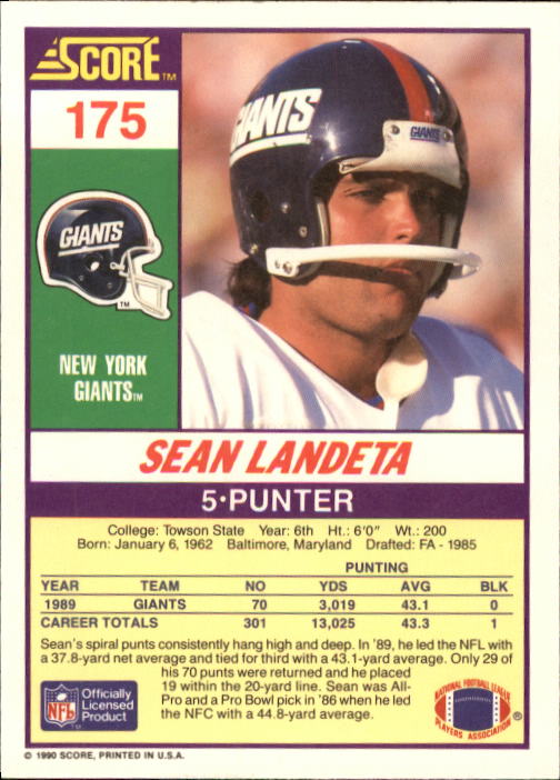 1990 Score Football "Main Set" Cards #1 to #220 Rookies and Veterans - Picture 349 of 441