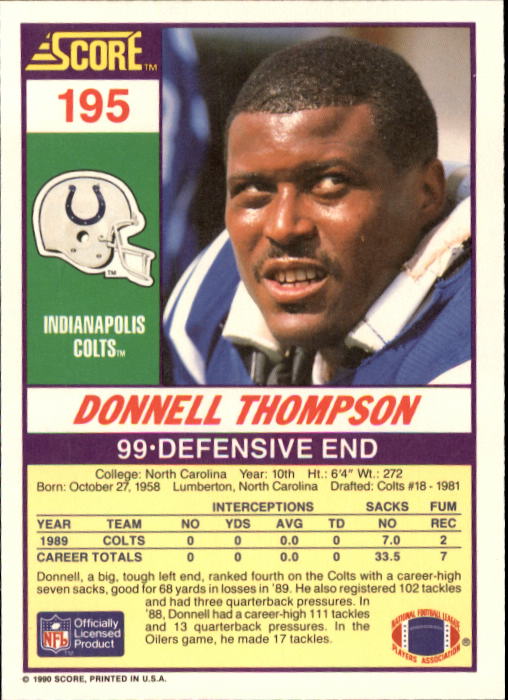 1990 Score Football "Main Set" Cards #1 to #220 Rookies and Veterans - Picture 389 of 441