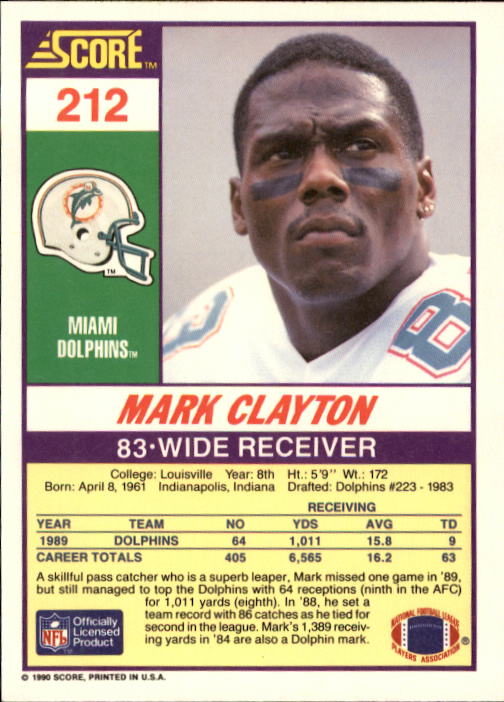 1990 Score Football "Main Set" Cards #1 to #220 Rookies and Veterans - Picture 425 of 441