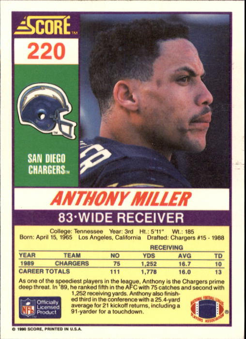 1990 Score Football "Main Set" Cards #1 to #220 Rookies and Veterans - Picture 441 of 441