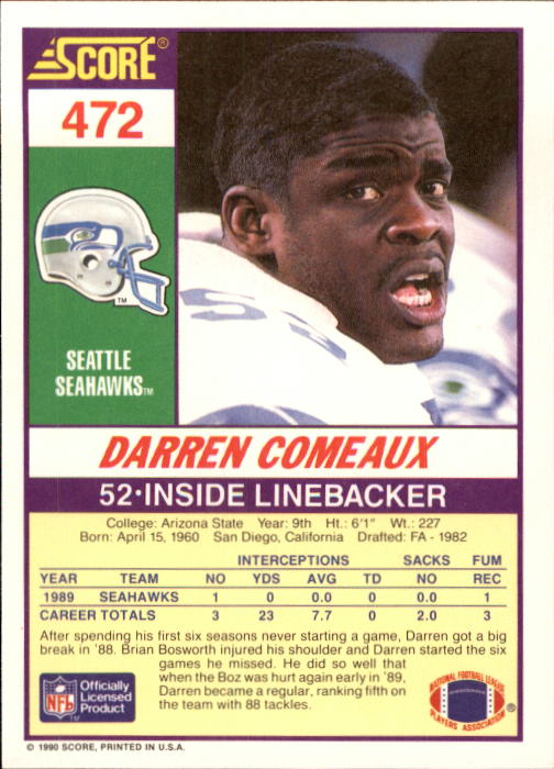 1990 Score Football "Main Set" Cards #441 to #660 Rookies and Veterans - Picture 63 of 427