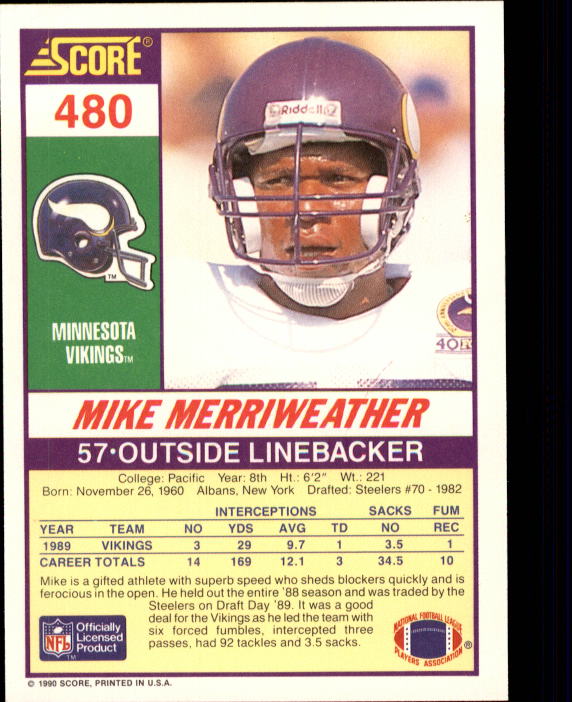 1990 Score Football "Main Set" Cards #441 to #660 Rookies and Veterans - Picture 77 of 427