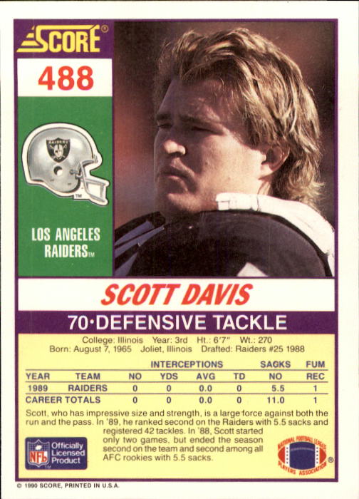 1990 Score Football "Main Set" Cards #441 to #660 Rookies and Veterans - Picture 93 of 427