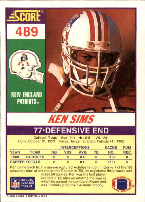 1990 Score Football "Main Set" Cards #441 to #660 Rookies and Veterans - Picture 95 of 427