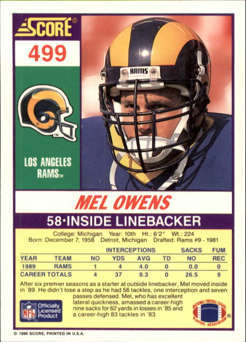 1990 Score Football "Main Set" Cards #441 to #660 Rookies and Veterans - Picture 115 of 427