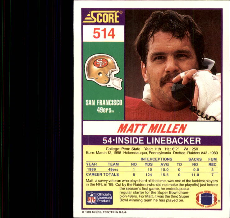 1990 Score Football "Main Set" Cards #441 to #660 Rookies and Veterans - Picture 143 of 427