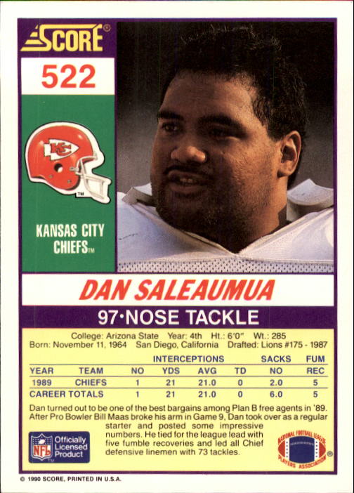 1990 Score Football "Main Set" Cards #441 to #660 Rookies and Veterans - Picture 159 of 427