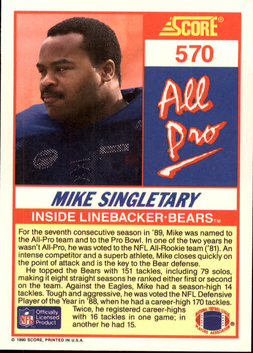 1990 Score Football "Main Set" Cards #441 to #660 Rookies and Veterans - Picture 253 of 427