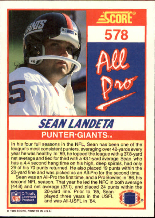 1990 Score Football "Main Set" Cards #441 to #660 Rookies and Veterans - Picture 269 of 427