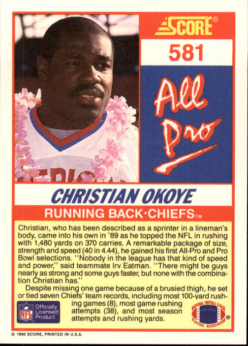 1990 Score Football "Main Set" Cards #441 to #660 Rookies and Veterans - Picture 275 of 427