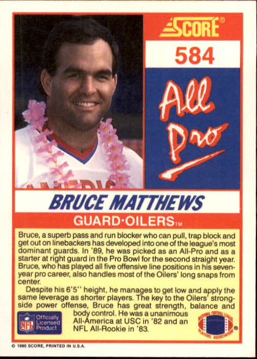 1990 Score Football "Main Set" Cards #441 to #660 Rookies and Veterans - Picture 281 of 427
