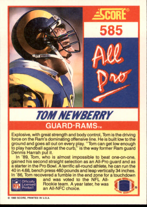 1990 Score Football "Main Set" Cards #441 to #660 Rookies and Veterans - Picture 283 of 427