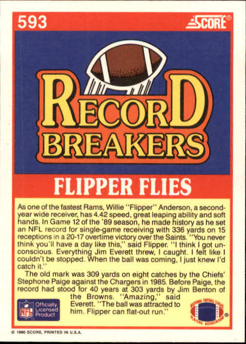 1990 Score Football "Main Set" Cards #441 to #660 Rookies and Veterans - Picture 299 of 427