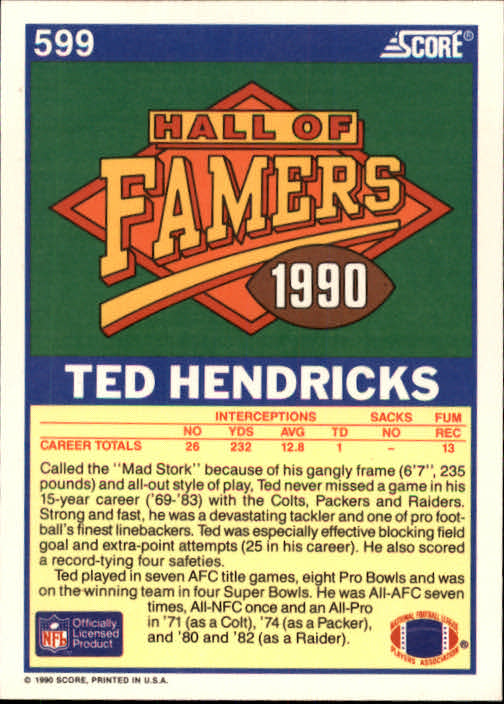 1990 Score Football "Main Set" Cards #441 to #660 Rookies and Veterans - Picture 307 of 427