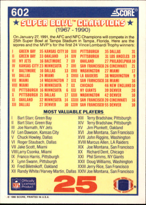 1990 Score Football "Main Set" Cards #441 to #660 Rookies and Veterans - Picture 313 of 427