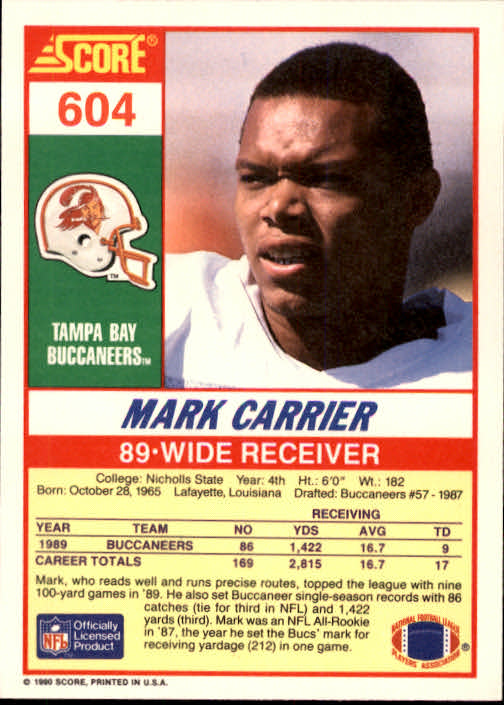 1990 Score Football "Main Set" Cards #441 to #660 Rookies and Veterans - Picture 317 of 427